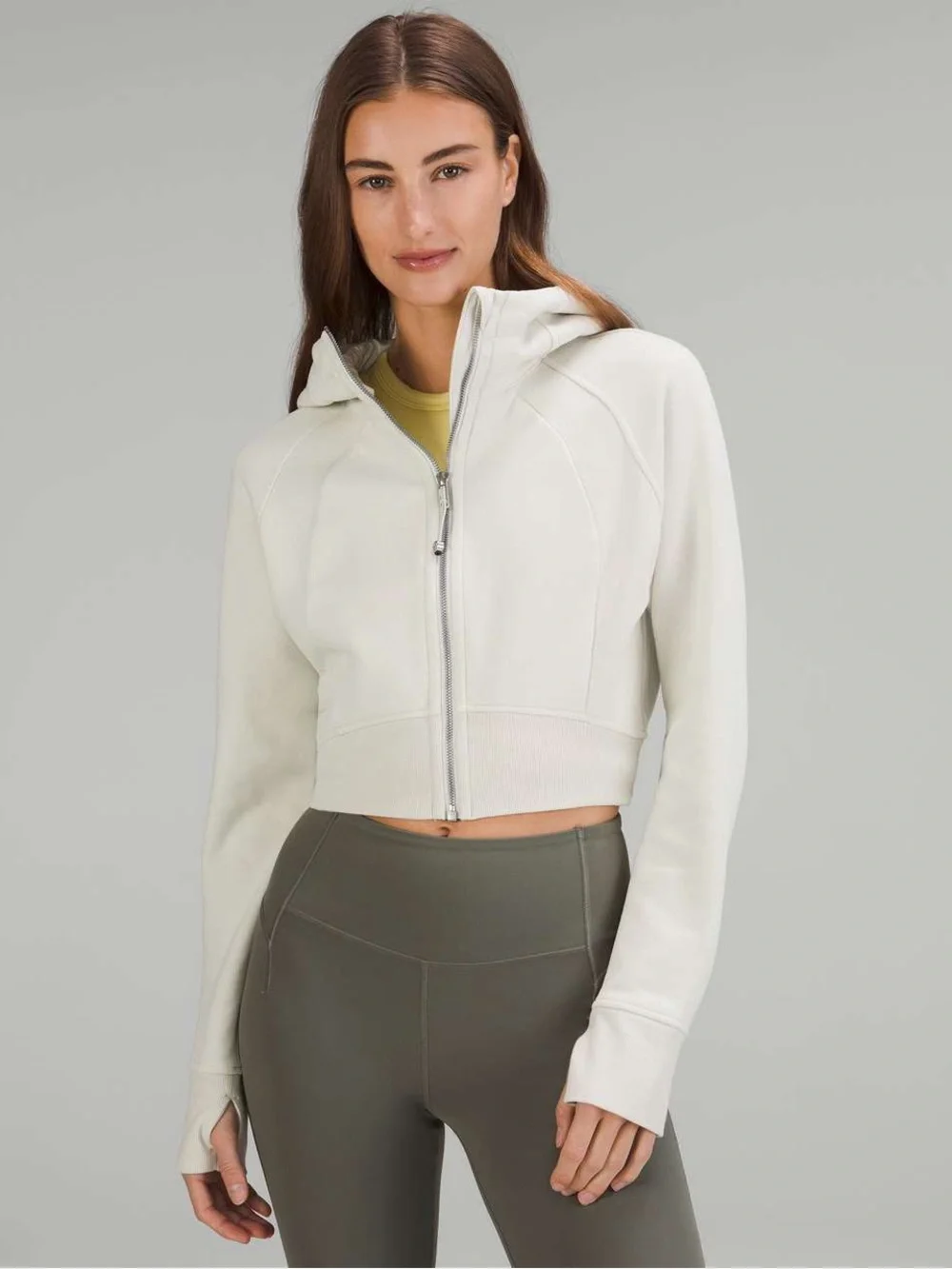 lululemon athletica Light Blue/Green Cropped scuba Hoodie Jacket
